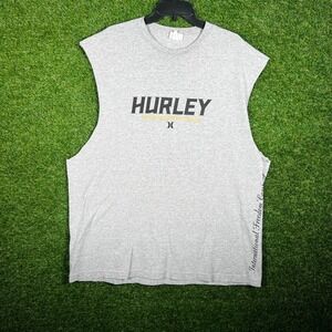 Vintage Hurley Intl Mens XL Heather Gray Muscle Tee Sleeveless Shirt Y2K